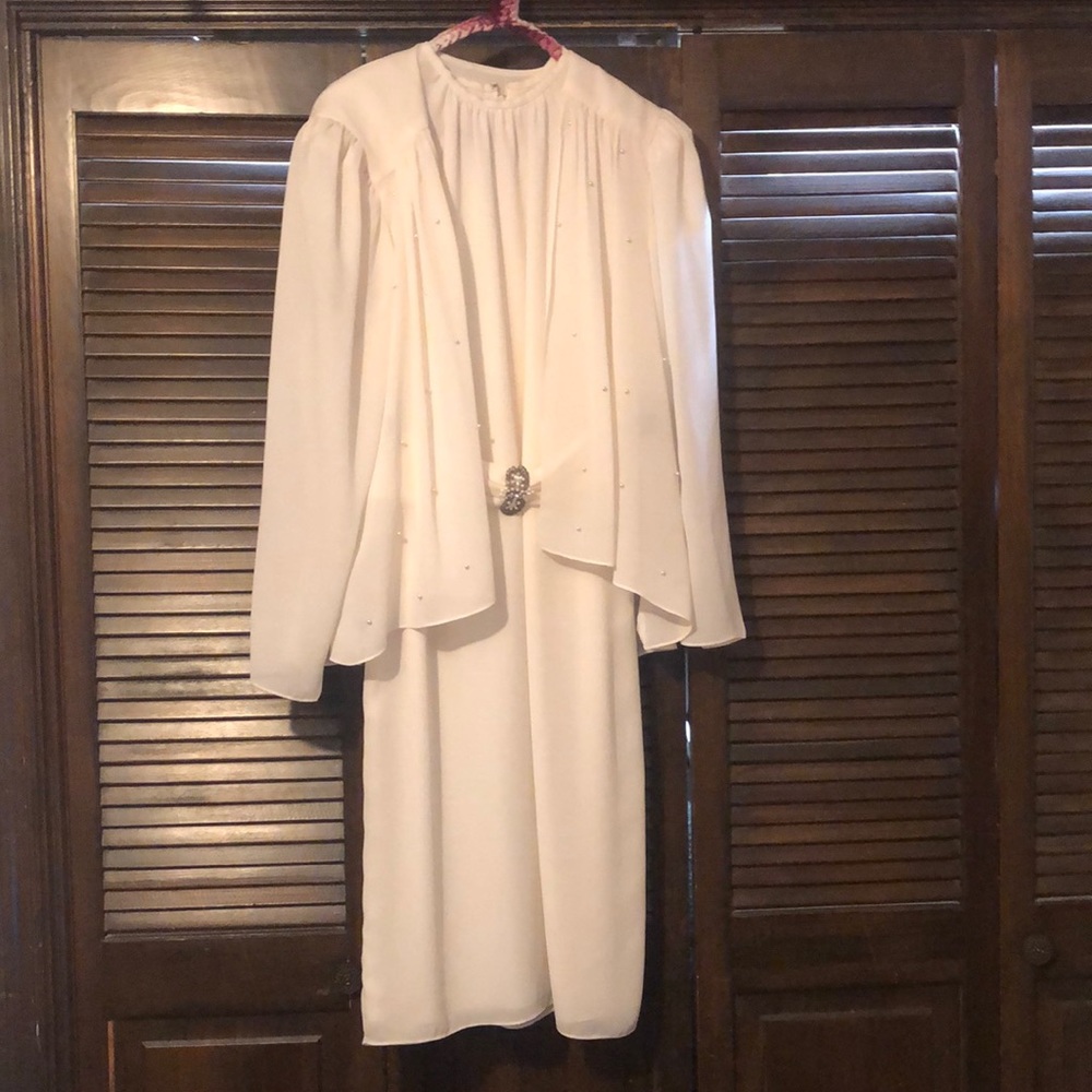 Mother-of-the-Bride sheath, flowing jacket & belt